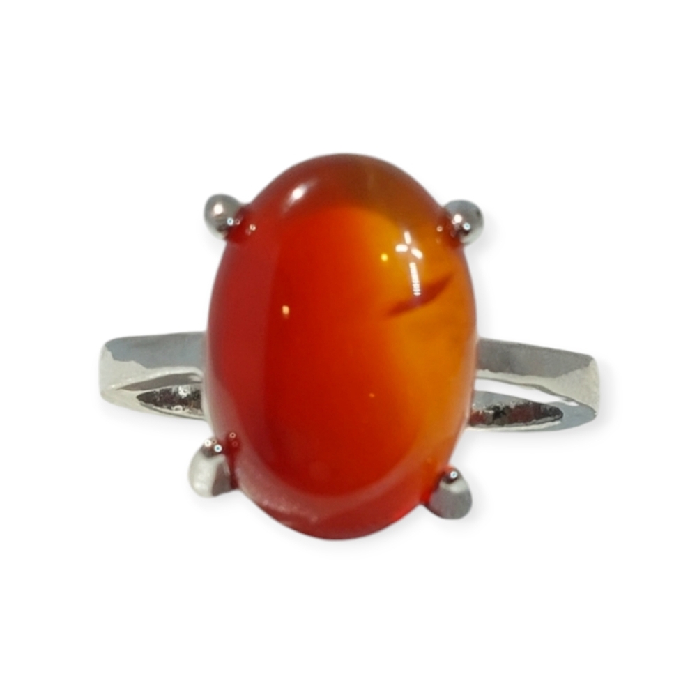 2 For $20 Sale Fashion Jewelry Ring Size 6.5 Crystal Orange Gemstone Silver